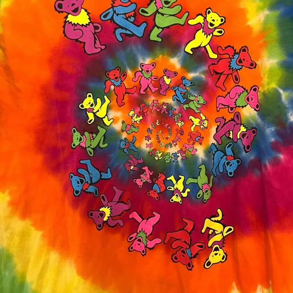 Colortone Mens Multicolor Tie Dye T Shirt M Short Sleeve Bears Hippie Grateful - Picture 2 of 8